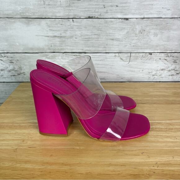 SCHUTZ Shoes - NEW Schutz Victoire Heels – Magenta Clear Strap Sandals 7.5
